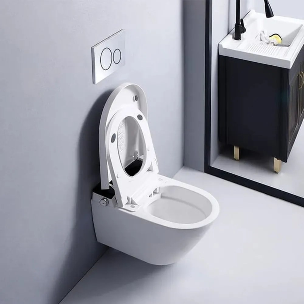 Toaleta inteligenta suspendata cu functie bideu cu functii multiple, Smart Foglia Alb