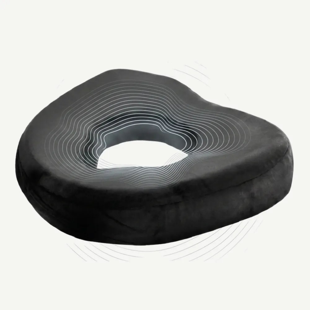 RESIGILAT- Perna ortopedica antihemoroizi ORTO PROCT memory foam cu gel racoritor, fermitate extra, Negru