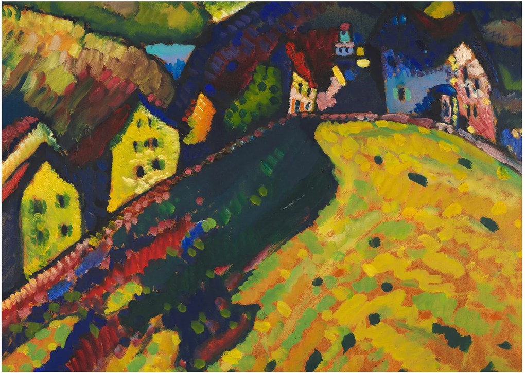 Tablou - Vasily Kandinsky, Houses at Murnau, reproducere (70x50 cm)