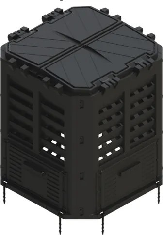 Composter de plastic pentru grădină, negru, 360 l