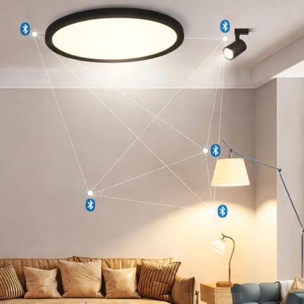 Aigostar - Plafonieră LED RGBW MESH, dimabilă, 24W/230V, 3000-6500K, neagră + telecomandă