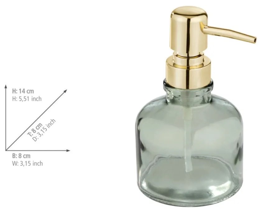 Dozator de săpun lichid verde mentă din sticlă 200 ml Atessa – Wenko