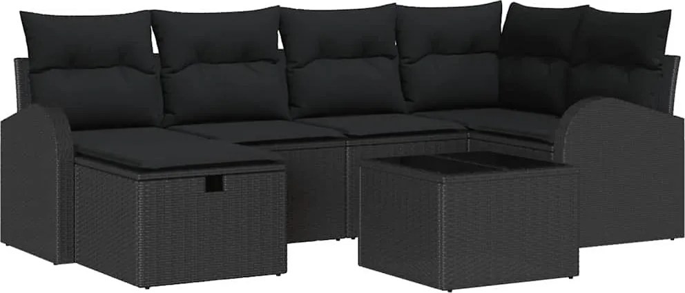 vidaXL Set de canapele pentru grădină 7 pcs Negru 234 x 124 x 85 cm