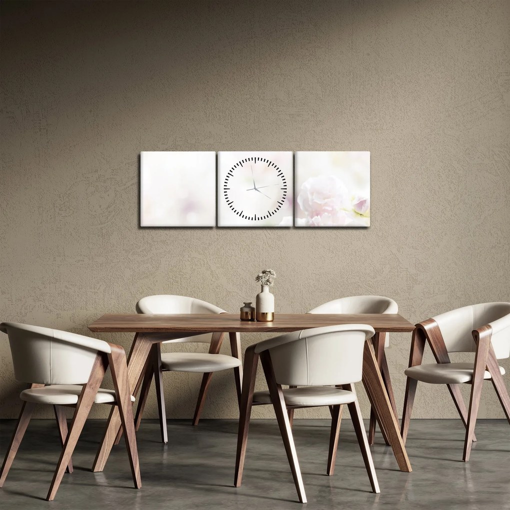Tablou cu flori fragede (cu ceas) (90x30 cm)