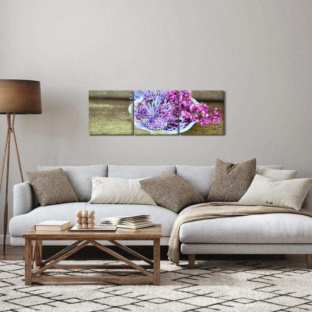 Tablou cu decorațiune din lavanda (cu ceas) (90x30 cm)