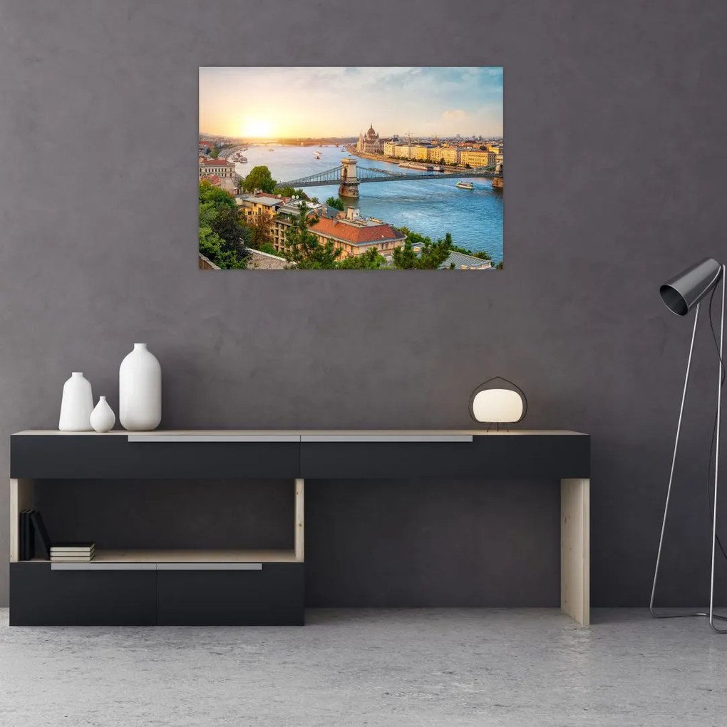 Tablou cu orașul Budapesta și râu (90x60 cm)