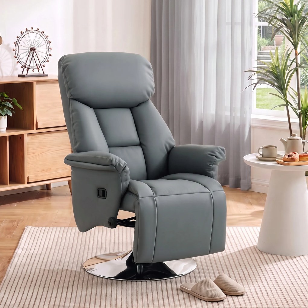 HOMCOM Fotoliu Relax Rotativ 360°, Reclinabil 130°, Gri | Aosom Romania