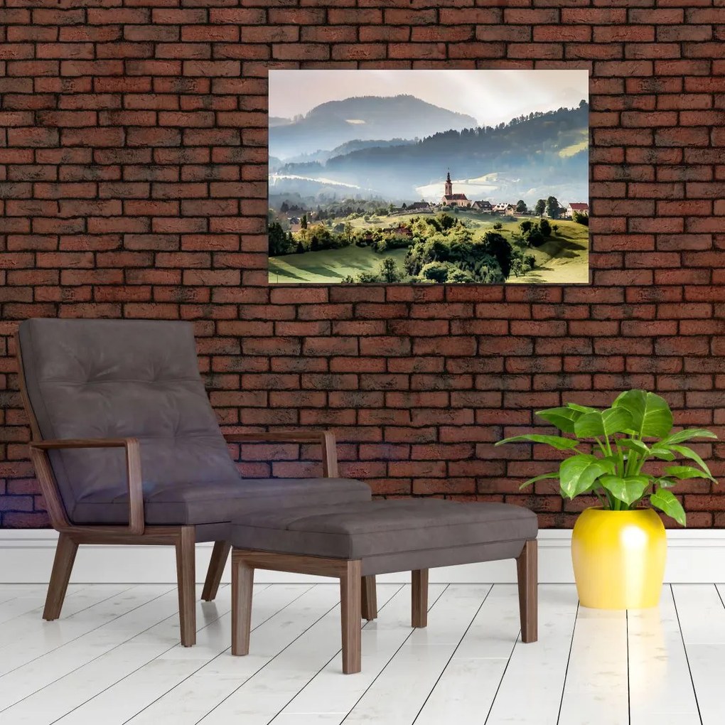 Tablou - sătuț în ceață (90x60 cm)