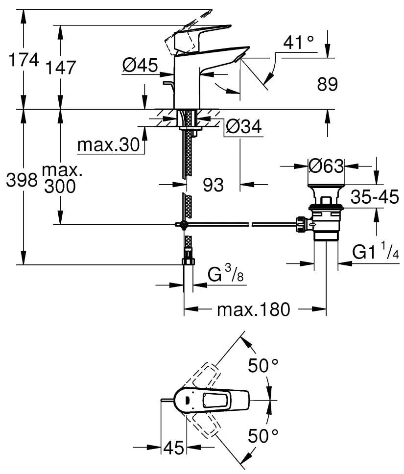 Baterie lavoar Grohe Bauloop, marimea S, suprafata cromata-23335001