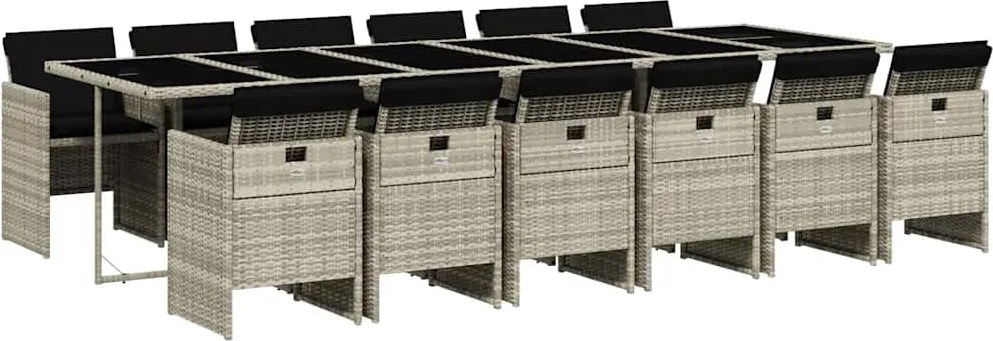 vidaXL Set mobilier de grădină cu perne 13 piese gri deschis poliratan