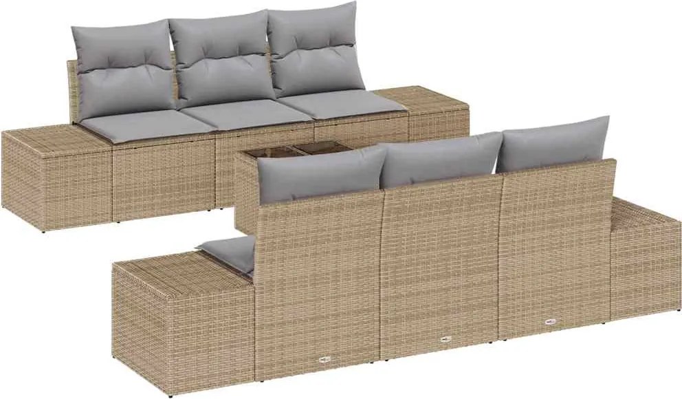 vidaXL Set de canapele pentru grădină 8 pcs Bej și gri poliratan