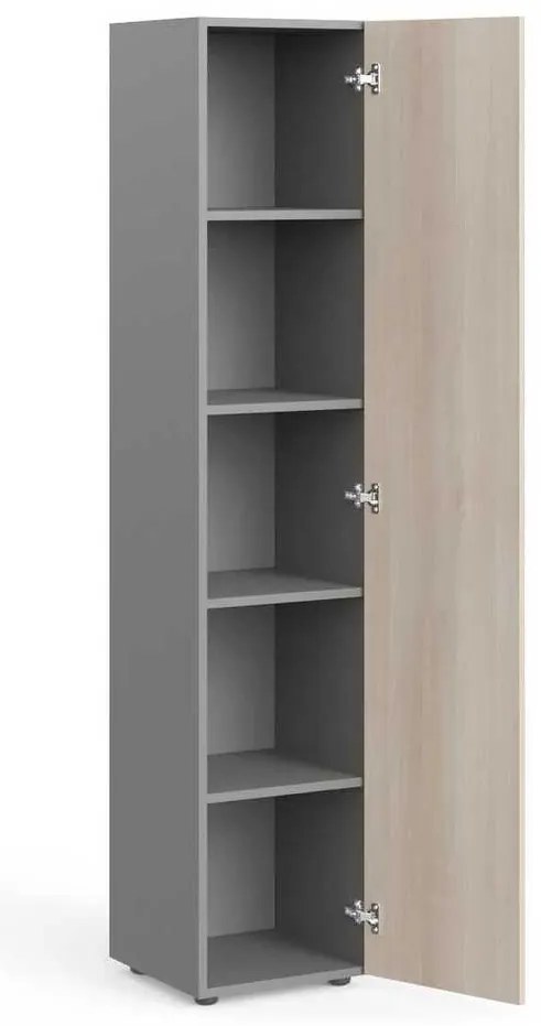 Dulap înalt Manager 39,9 x 42,2 x 196,5 cm, dreapta, salcâm deschis / gri