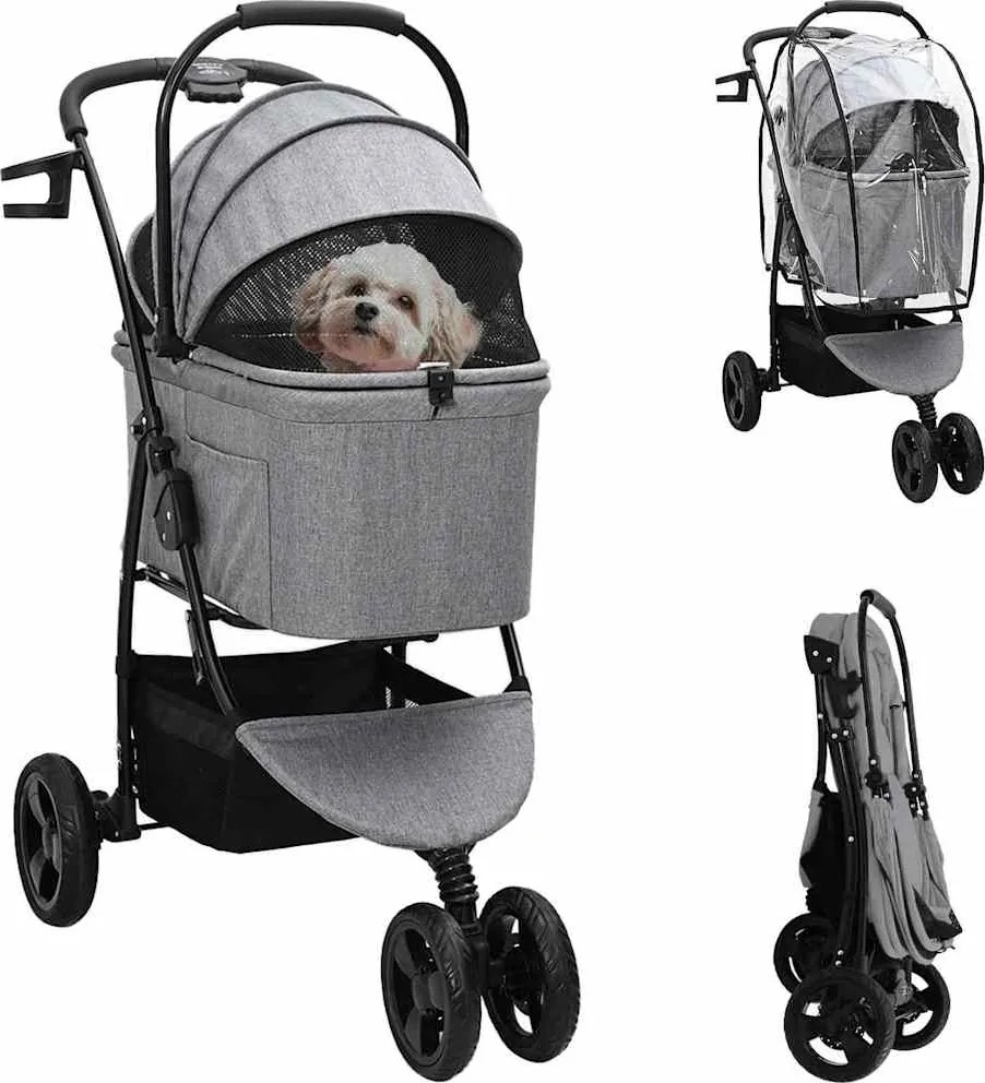 vidaXL Carucior pentru Pisici Pliante Gri 78 x 54 x 101 cm Poliester