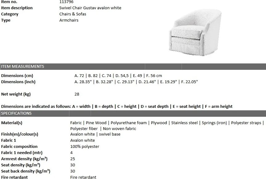 Fotoliu pivotant design elegant LUX Gustav 113796 HZ