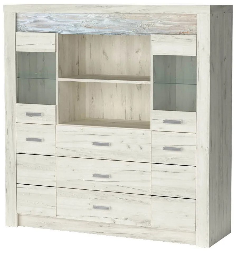 Vitrină Indie 22 (cu iluminat LED) (craft alb). 1057816