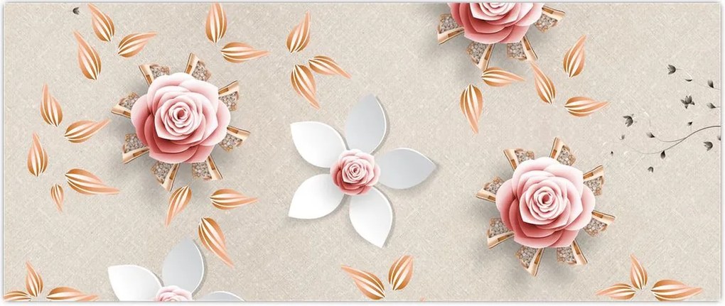 Tablou - Flori de trandafiri (120x50 cm)