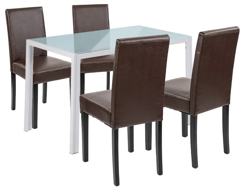 Set de masă Mira 4+1 alb-maro