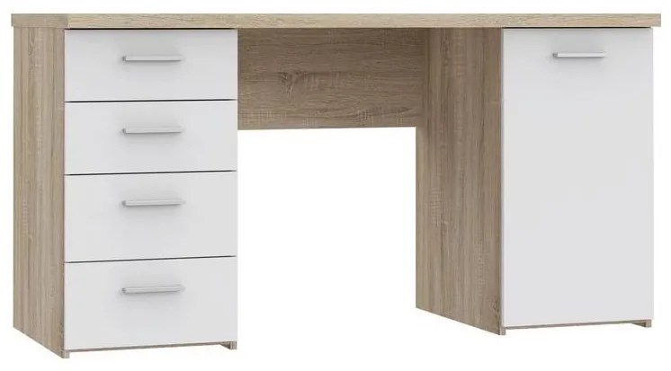 Birou de scris ARENO alb/stejar sonoma