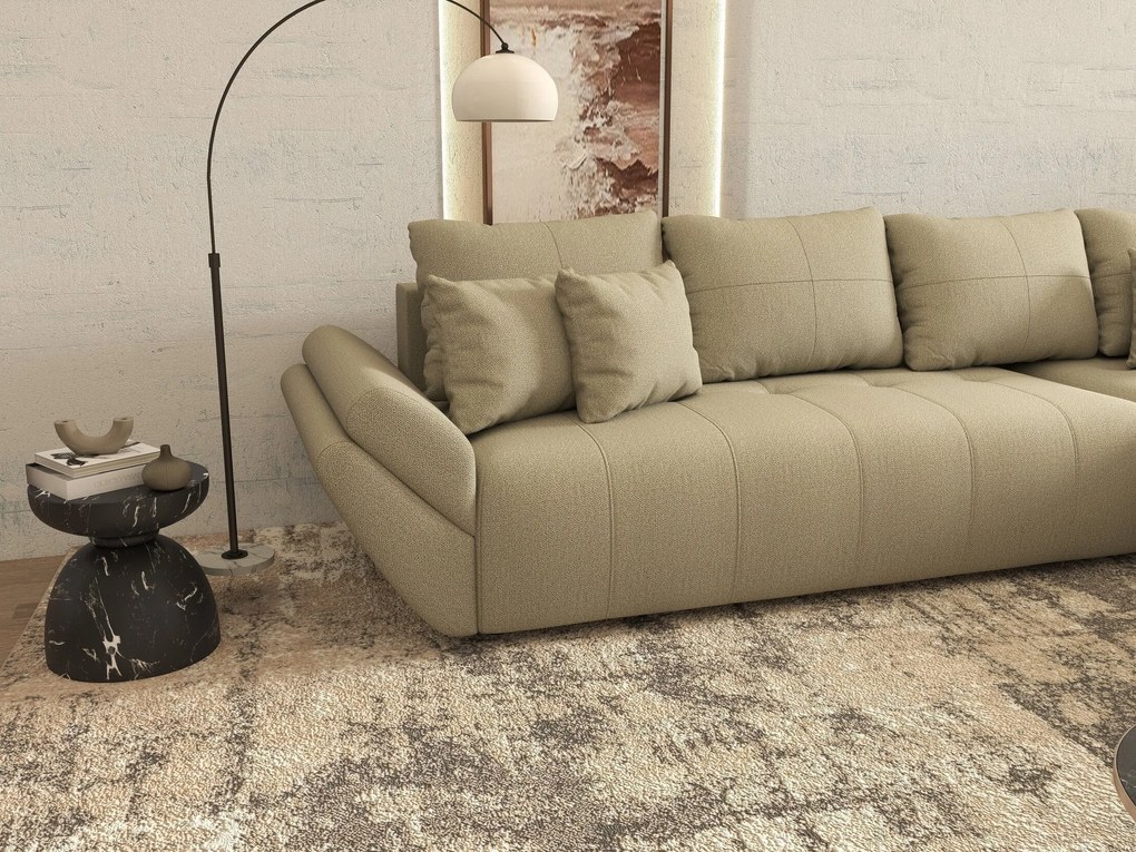 Colțar extensibil dumonde cu ladă de depozitare si sezut confortabil din spuma high-density, Berlin XL Enjoy Camel 350x185 cm II