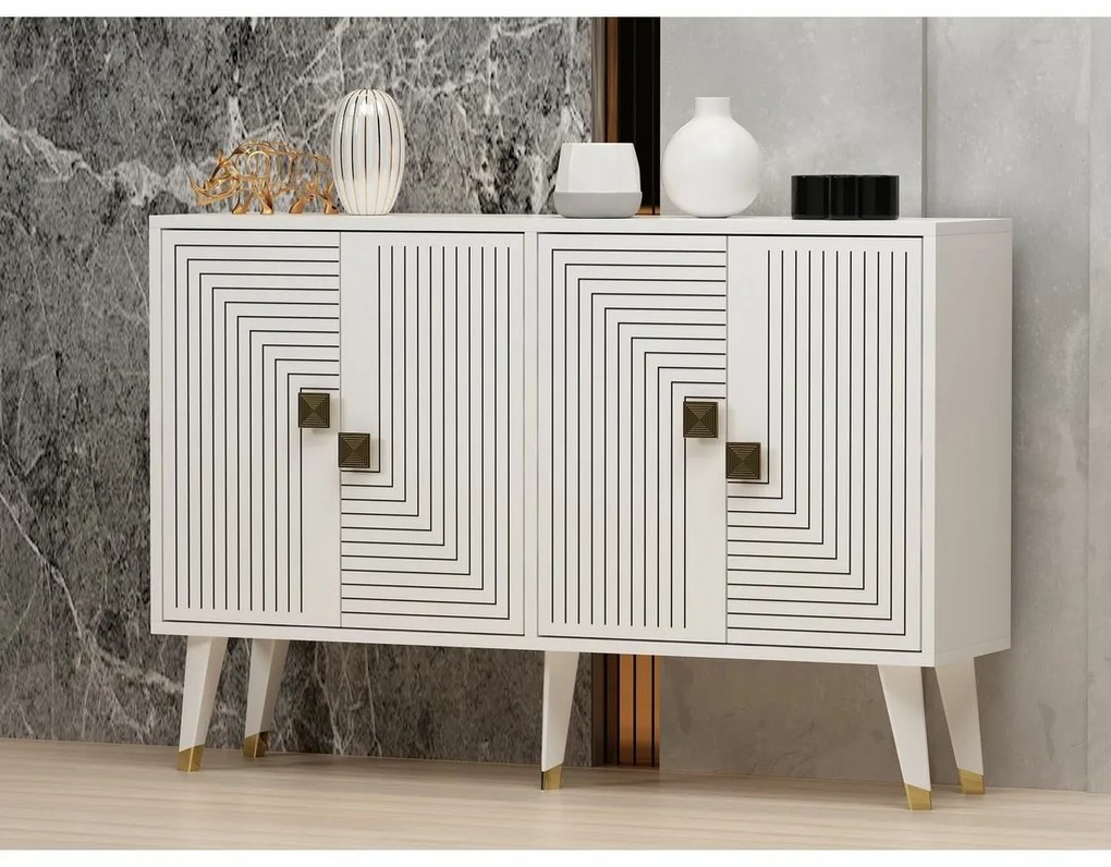 Dulap Ahart Alb și Auriu