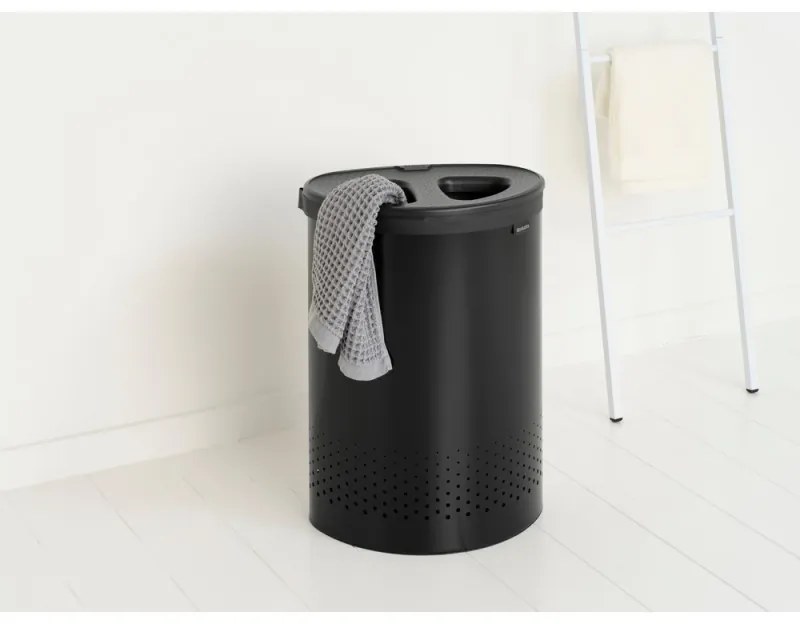Cos de rufe Brabantia Selector 1008917, 55 L, 2 compartimente, Orificii aerisire, Umplere fara deschidere, Negru