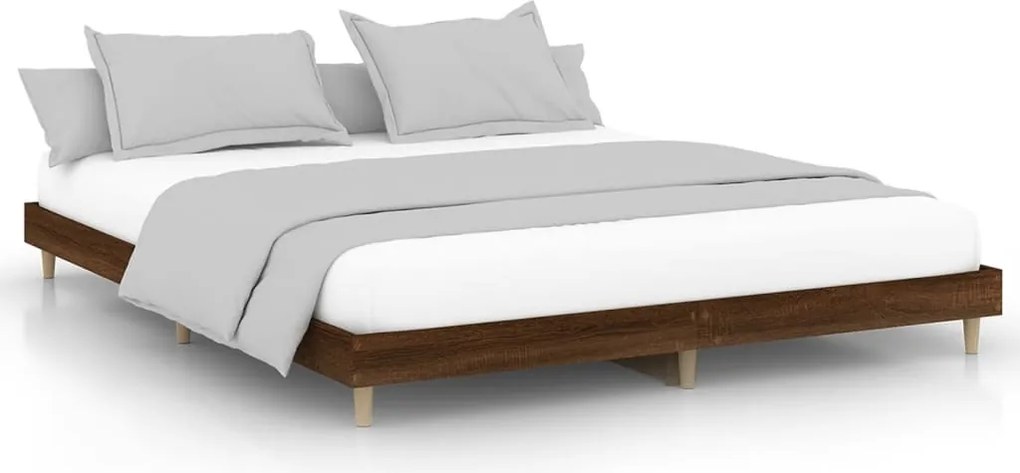 vidaXL Cadru de pat fără saltea Stejar maro 200x200 cm Lemn prelucrat
