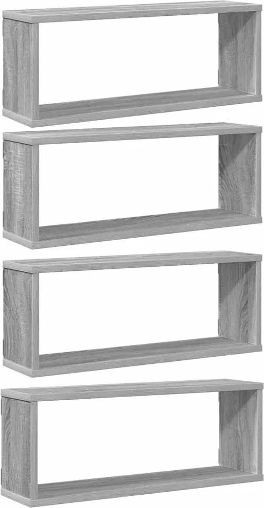 vidaXL Rafturi de perete cub, 4 buc., gri sonoma, 60x15x23 cm, lemn