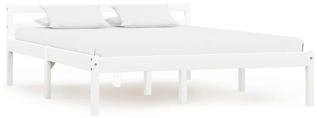 283187 vidaXL Cadru de pat, alb, 140 x 200 cm, lemn masiv de pin