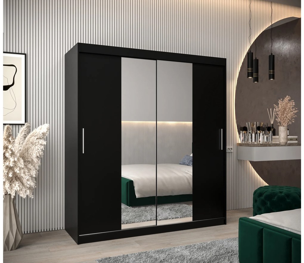 Dulap de haine 180 cm Toki 1 (negru mat + negru mat). 1064920