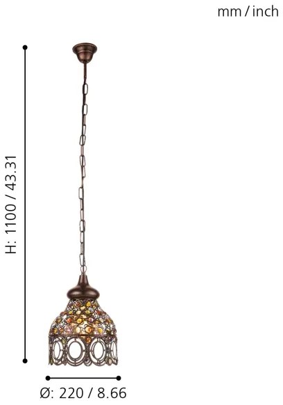 Eglo 49765 - Corp de iluminat pendul JADIDA 1xE27/60W