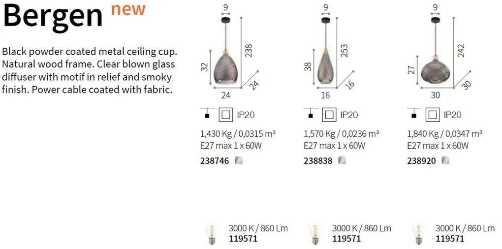 Lustra, Pendul design modern BERGEN-3 SP1 238920 IDL