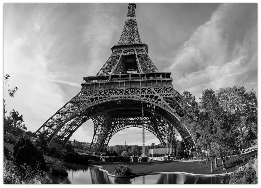 Tablou - Turnul Eiffel, alb-negru (70x50 cm)