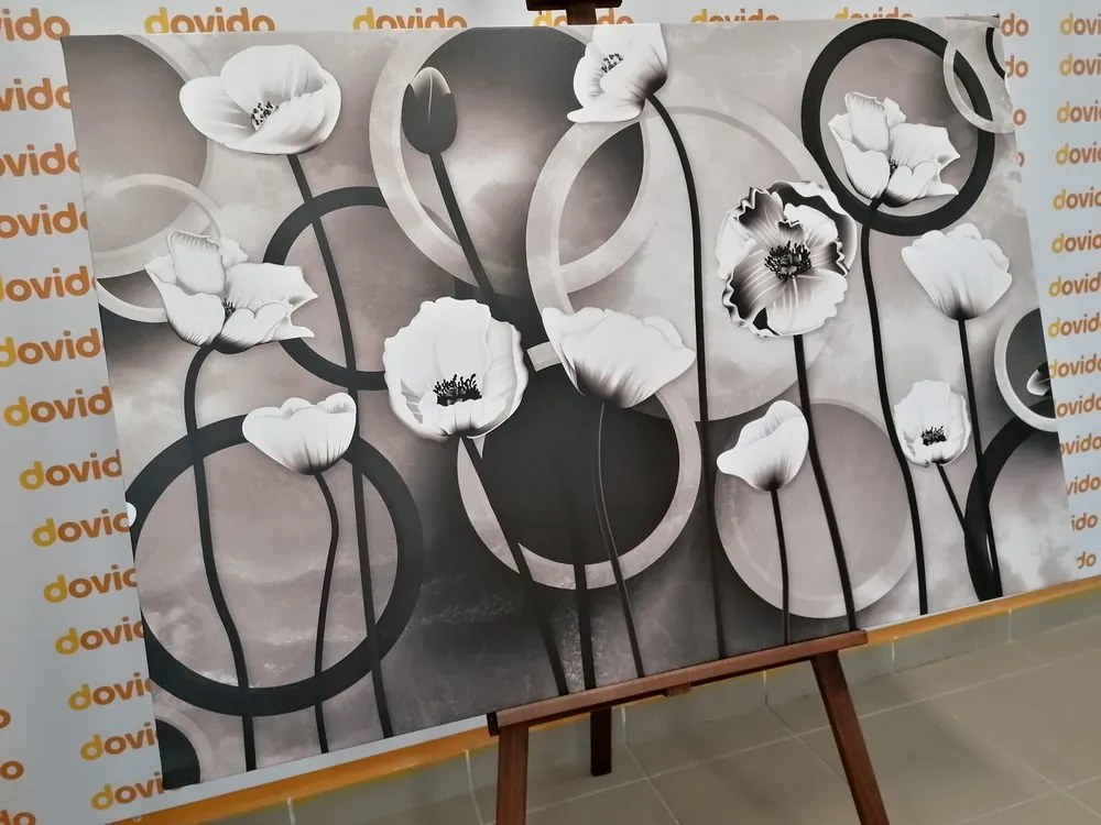 Tablou maci pe un fundal abstract în design alb-negru