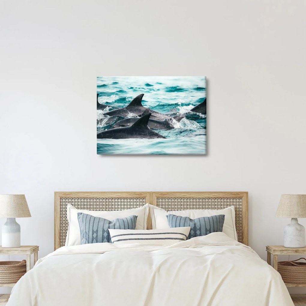 Tablou - Delfini în ocean (70x50 cm)