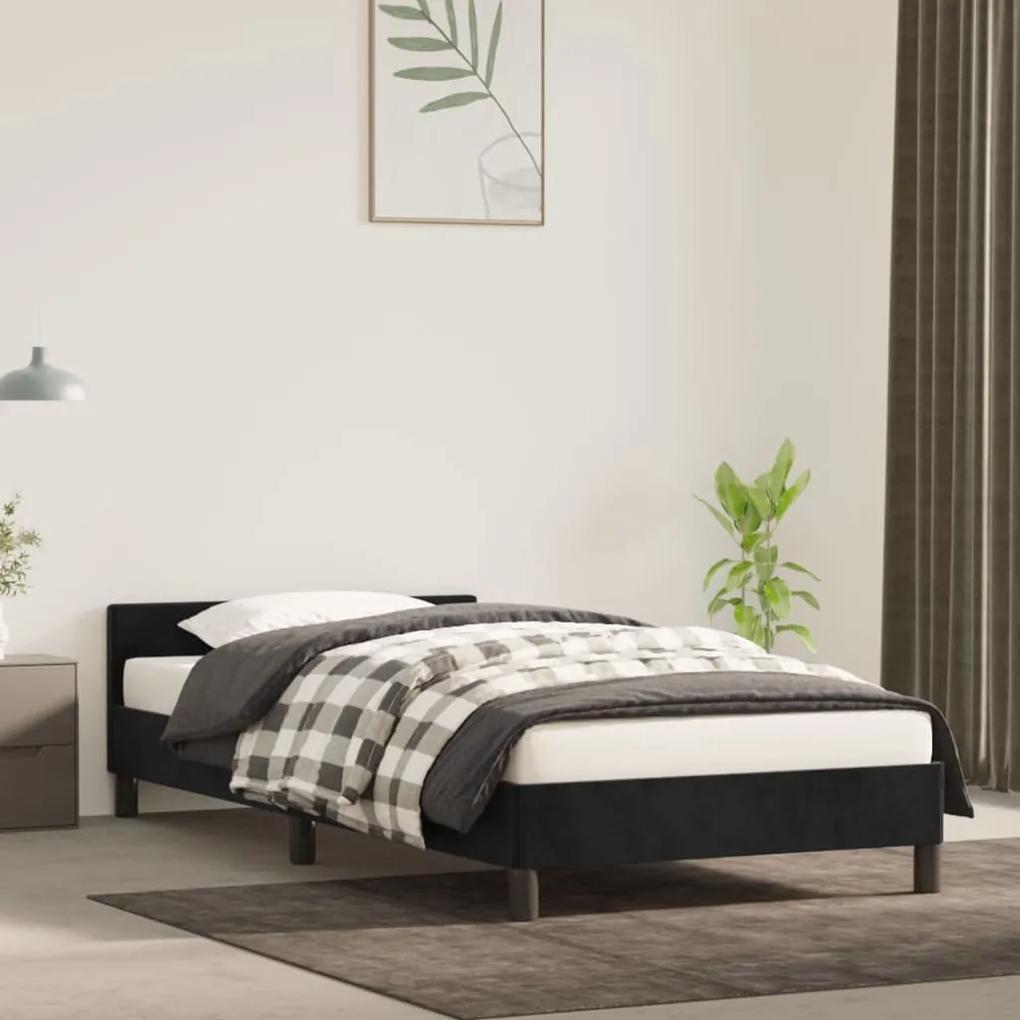 347551 vidaXL Cadru de pat cu tăblie, negru, 90x200 cm, catifea