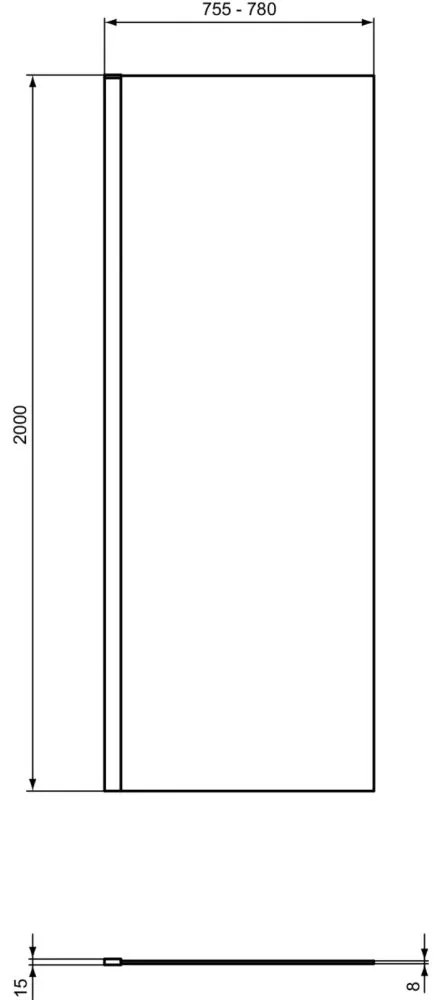 Paravan dus walk-in 80x200 cm Ideal Standard i.Life, sticla securizata, profil argintiu 800x2000 mm