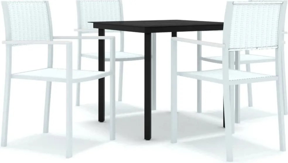 vidaXL Set de mobilier de grădină, 5 piese, alb