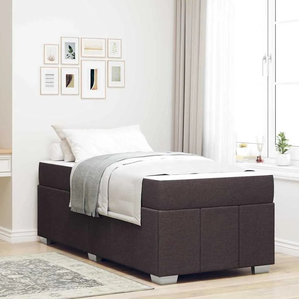 vidaXL Cadru de pat cu saltea Maro închis 80 x 200 cm țesătură