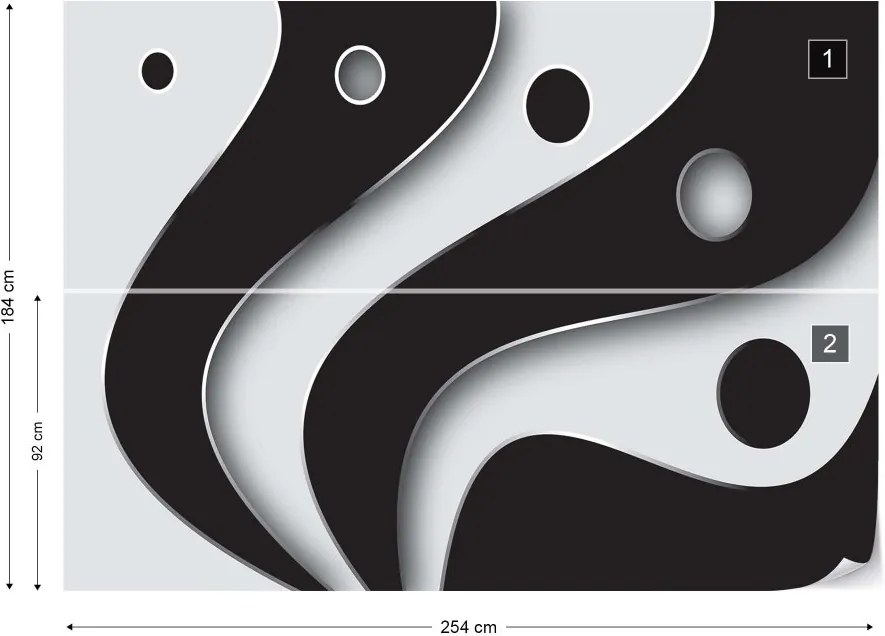 GLIX Fototapet - 3D Layers Black And White Vliesová tapeta  - 254x184 cm