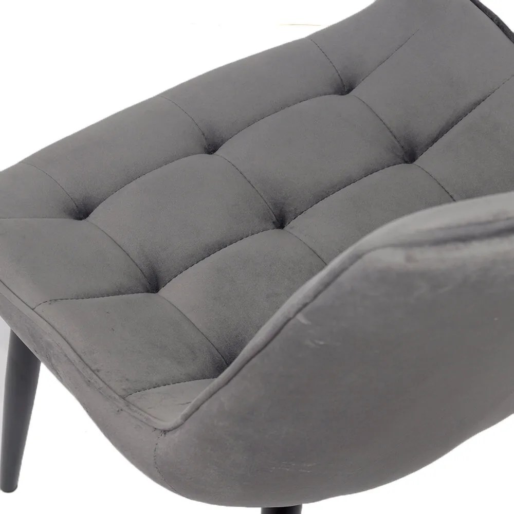 Scaun living modern gri BUC 206 din catifea cu picioare metalice