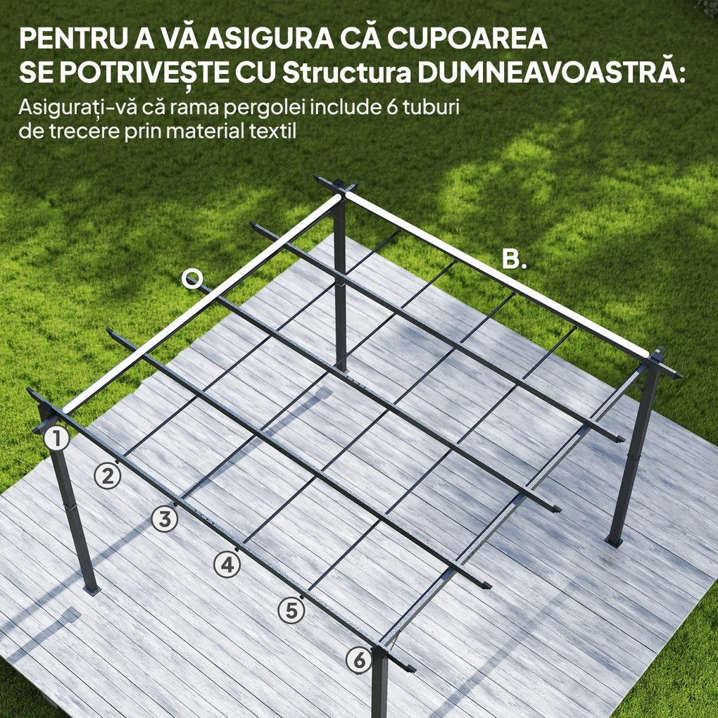 Outsunny Copertină pentru Pergolă cu 10 Orificii de Drenaj, Tavan de Rezervă în Poliester Respirabil, Doar Acoperire, 288x298 cm, UV30+, pentru Pergola Grădină 3x3m, Gri Închis | Aosom Romania