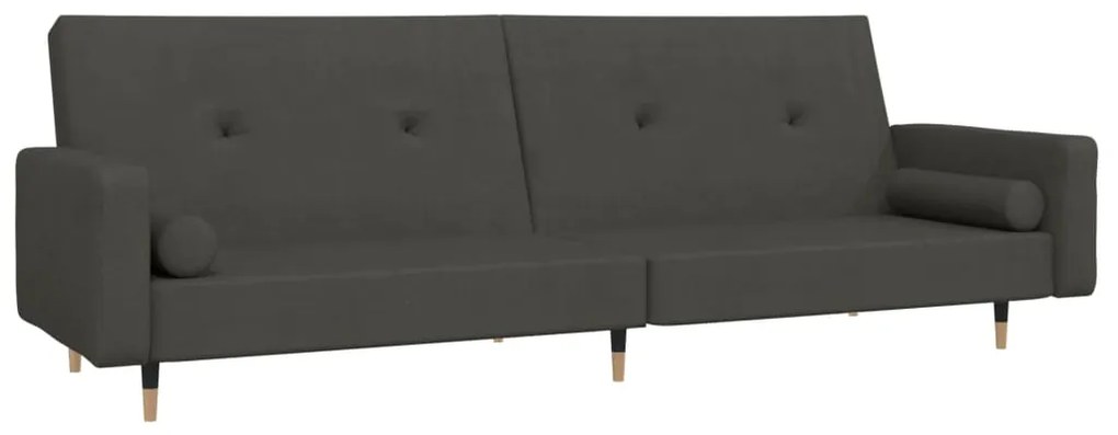 337334 vidaXL Canapea extensibilă cu 2 locuri, 2 perne, gri închis, catifea