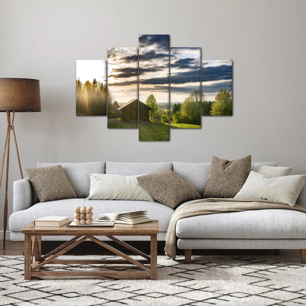 Tablou cabana în pădure (150x105 cm)