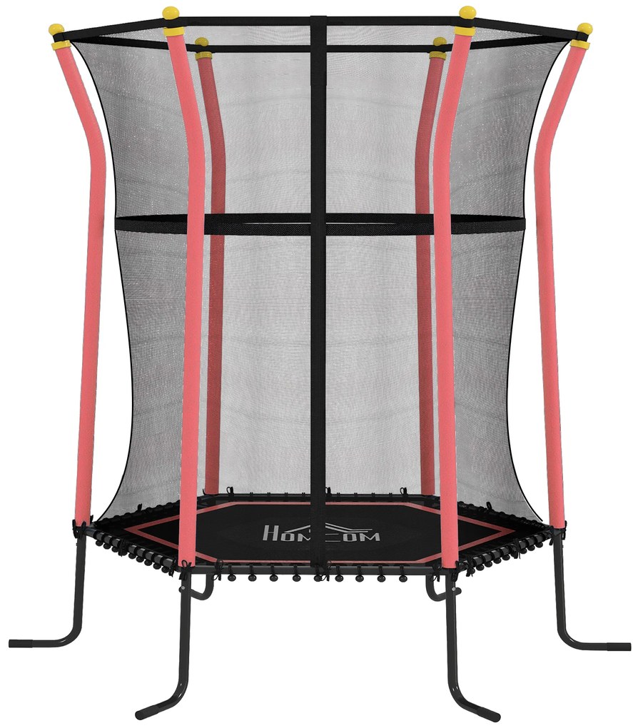HOMCOM Trambulină Elastică pentru Copii 3-10 Ani cu Intrare cu Fermoar și Țevi Căptușite, Ø163,5x190 cm, Roșu | Aosom Romania