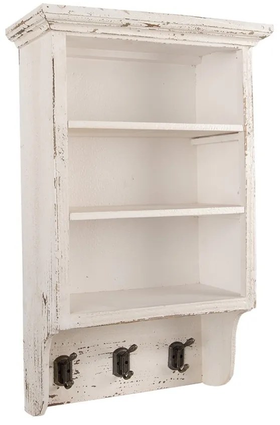 Etajeră de perete shabby chic din lemn alb cu 3 rafturi, 36x17x57cm, Sandra