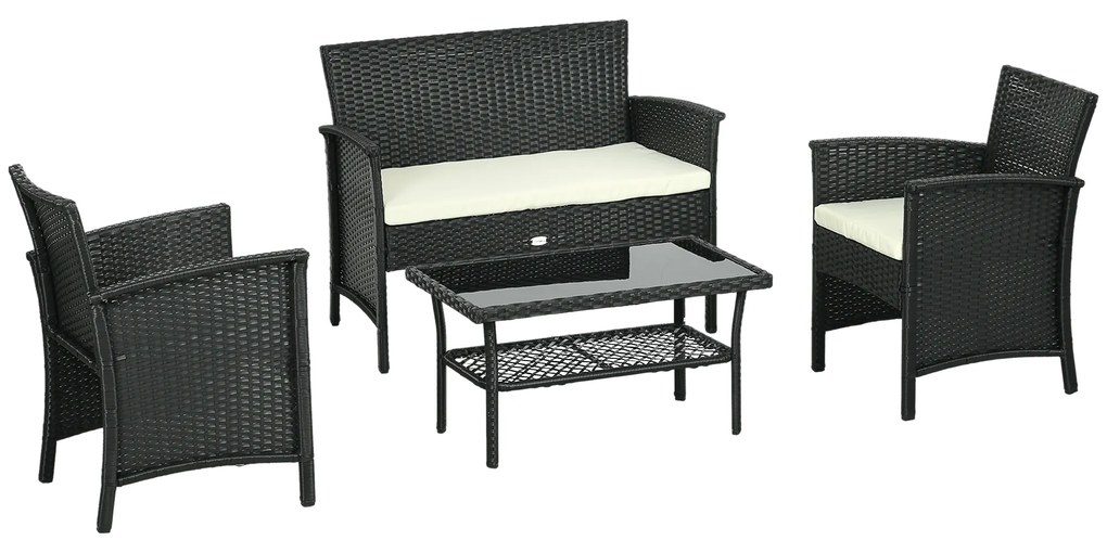 Outsunny Set de Mobila de Gradina din Ratan PE cu Canapea | Aosom Romania