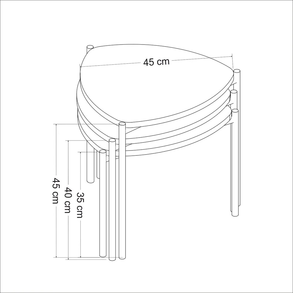Set măsuțe de cafea Lena 3 (Antracit). 1073000