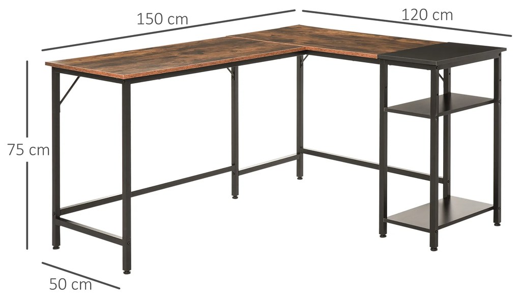 HOMCOM birou pentru calculator, stil industrial, 150x120x75cm | Aosom Ro