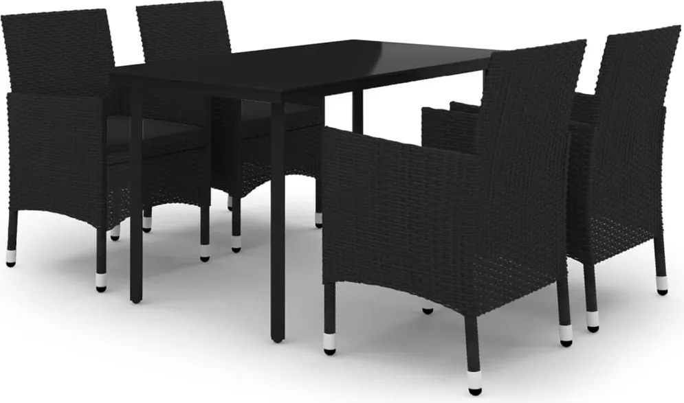 vidaXL Set mobilier de grădină cu perne 5 piese poliratan & sticlă