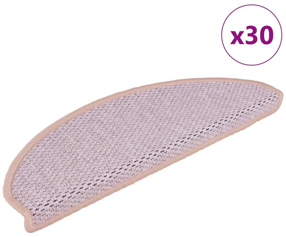 vidaXL Covorașe scară autoadezive aspect sisal 30 buc 65x21x4 cm roz